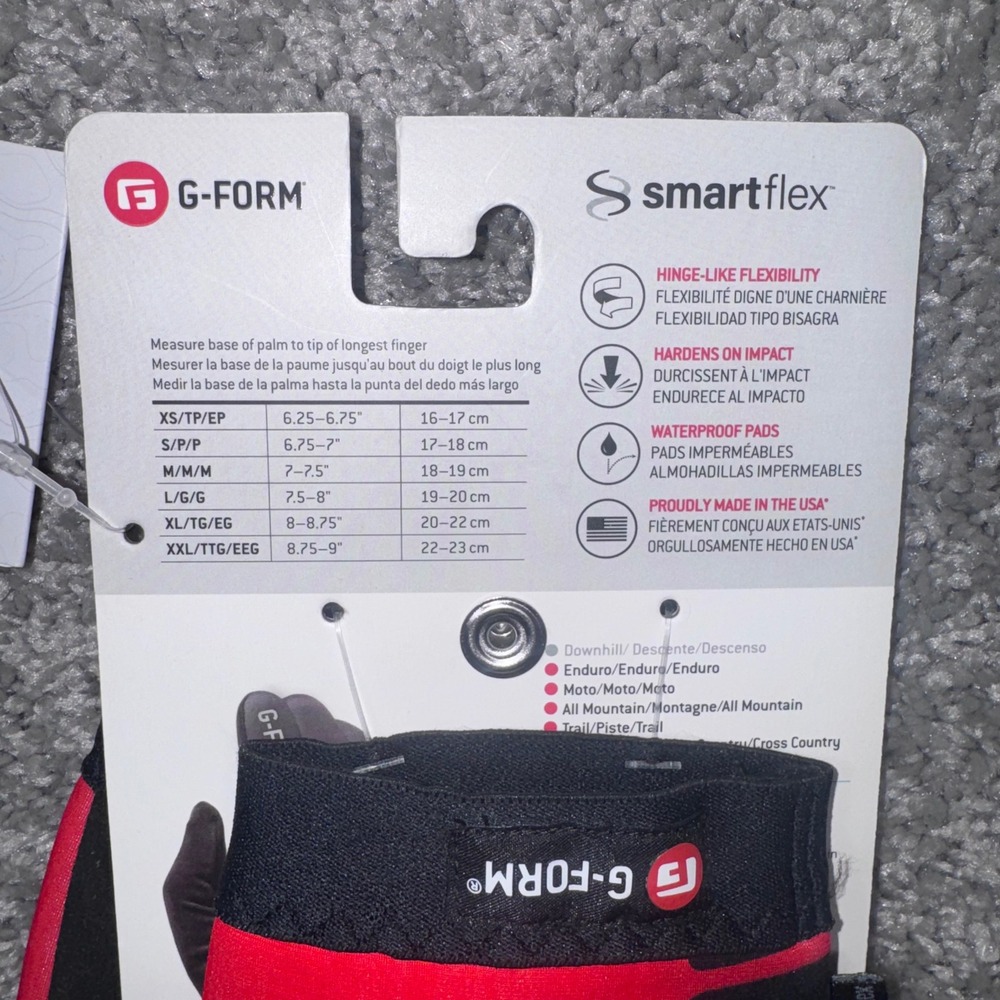 G-Form Bolle Gloves Mens MTB SmartFlex Impact Protection Red Black XL NEW - Picture 2 of 6